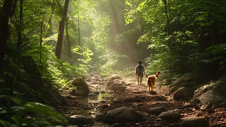 Trilhas frescas e sombreadas para passeios seguros com pets no verão